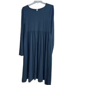 Zenana Outfitters Long Sleeve Black Midi Dress, Size Large  Modest Jersey Dress